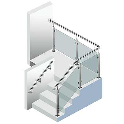 glass stainless handrail